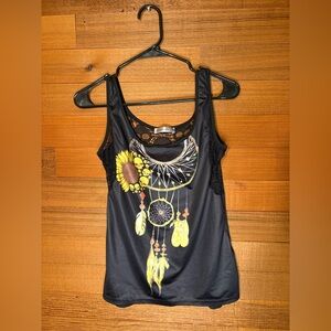 Midressfo Sunflower Skull Dreamcatcher Tank Top